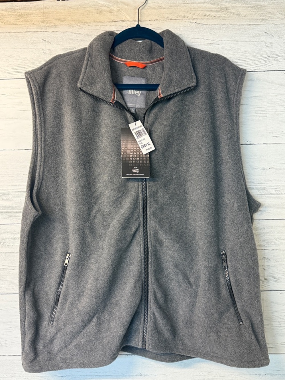 Nwt Men’s Gray Fleece Vest with Full Zipper by Tilley